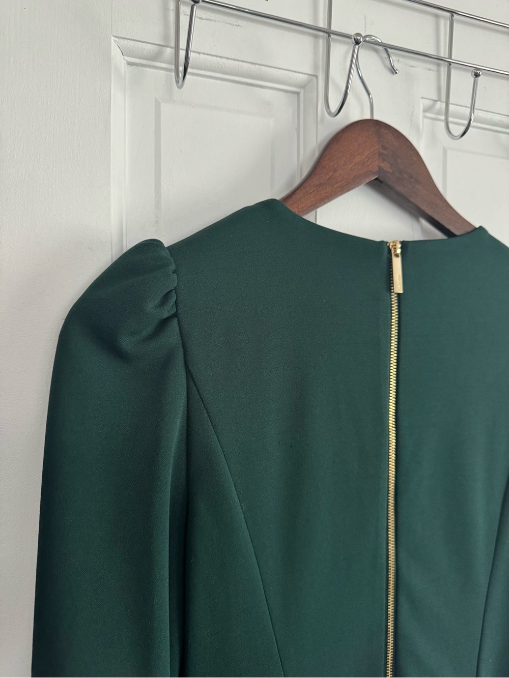 Classic Long Sleeve Forest Green Midi Dress - Picture 4 of 10